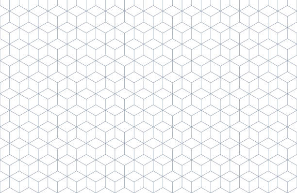 Isometric grid with editable strokes. Vector geometric seamless pattern Isometric grid with editable strokes background. Vector geometric seamless pattern. Can be used as template for technical drawing stock cubes stock illustrations
