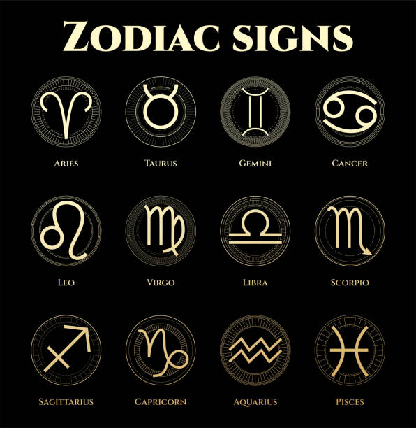Zodiac Signs In Black And Gold Stock Illustration - Download Image Now -  Aries, Symbol, Taurus - Istock