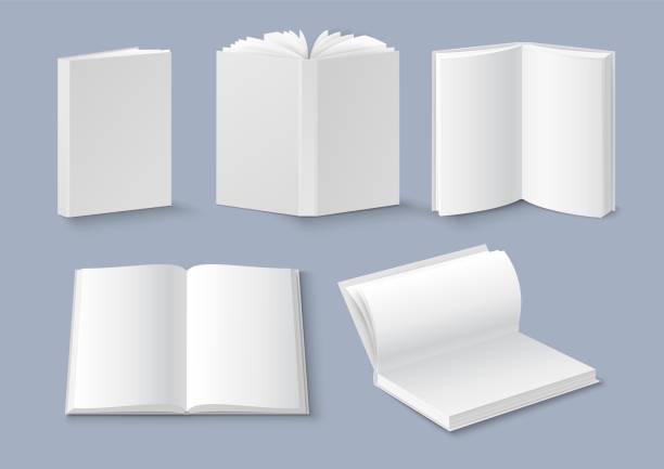 ilustrações, clipart, desenhos animados e ícones de conjunto de mockup de livros, ilustração vetorial. livreto branco em branco, folheto, capa de revista. modelos de livros de capa dura e softcover - hardcover book