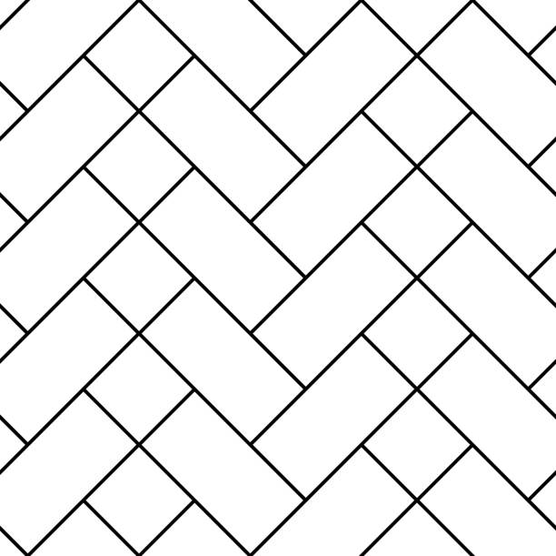 ilustrações de stock, clip art, desenhos animados e ícones de seamless laying tiles pattern with herringbone offset. vector illustration. - seamless brick repetition pattern