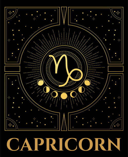 illustration of capricorn sign black and gold illustration of capricorn sign capricorn stock illustrations