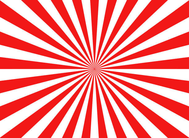 日本の旗。日の日本のパターン。赤白の日の出の背景。アジアの神風の質感。東京の日光。日本の背景。サンバーストパターン。ベクトル - sunrise点のイラスト素材／クリップアート素材／マンガ素材／アイコン素材
