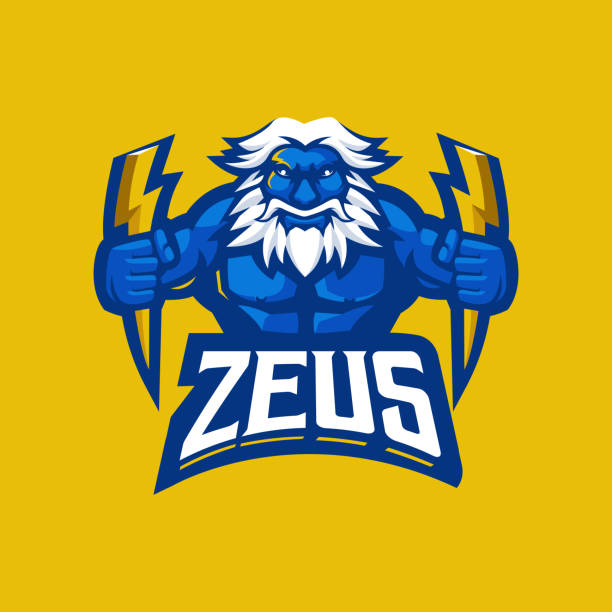 zeus holding lightning zeus holding lightning mascot logo design illustration vector for gaming sport esport and team greek god poseidon backgrounds stock illustrations