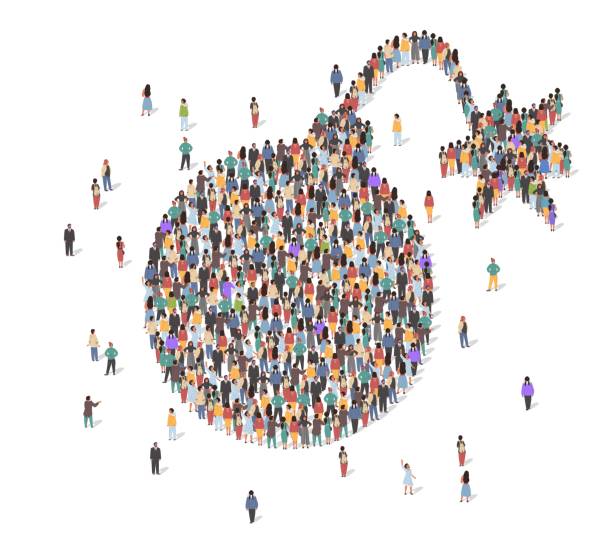 istock Large group of people in bomb shape, vector illustration. Danger, threat, aggression, anger, risk, crisis. 1366752232