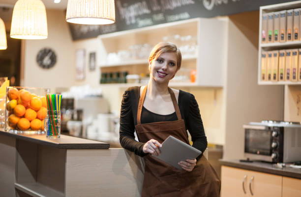 istock Young female bar owner portrait 1366752374