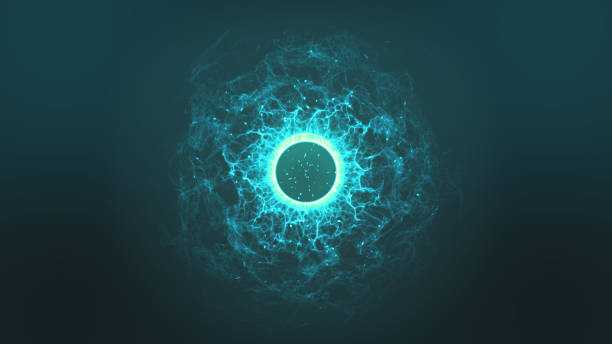 istock 3d illustration of abstract blue circle with light effect. 1366752378