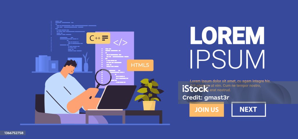 Web Developer Creating Program Code On Laptop Screen Development Of ...