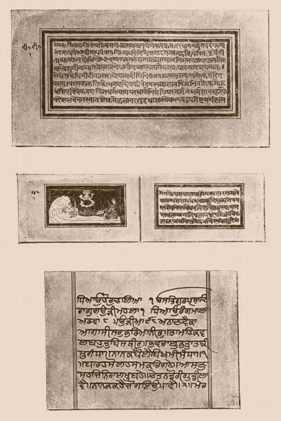 illustrations, cliparts, dessins animés et icônes de d’après des manuscrits sanskrits des 17e et 18e siècles - sale shelf bookshelf wood