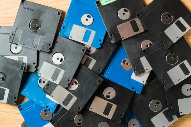 Photo of Old computer floppy disks.