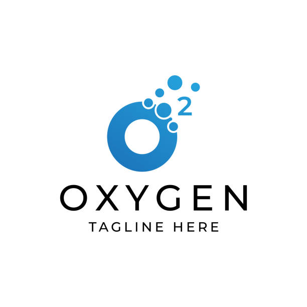 modernes sauerstoff-logo-design - oxygen stock-grafiken, -clipart, -cartoons und -symbole