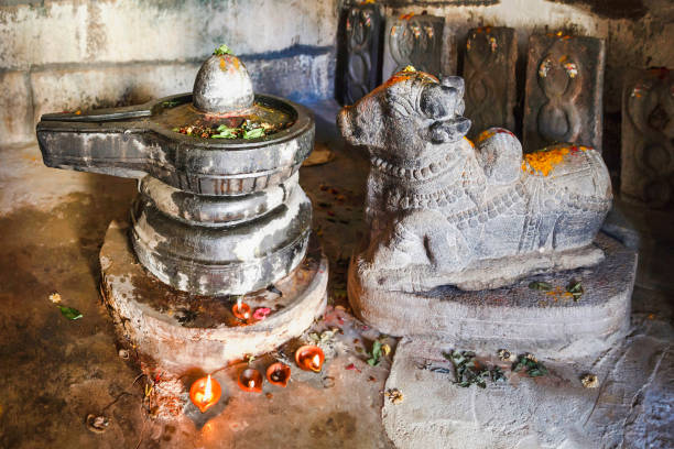 vacca santa e lingam, tempio di keshava a somnathpur, karnataka, india - somnathpur foto e immagini stock