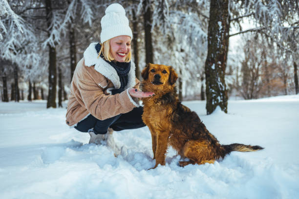 istock Young woman with dog 1366764316
