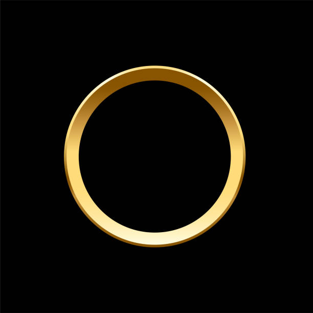 istock Gold round frame for picture on black background. Blank space for picture, painting, card or photo. 3d realistic modern circle template vector illustration. Simple golden object mockup 1366764556