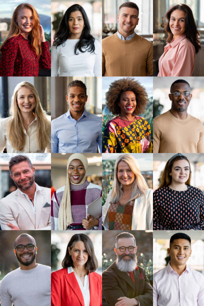 Diversity within  Business & Finance Collage of mixed ethnic and age business professionals in the North East. They are well dressed, all smiling looking at the camera. synergy series stock pictures, royalty-free photos & images