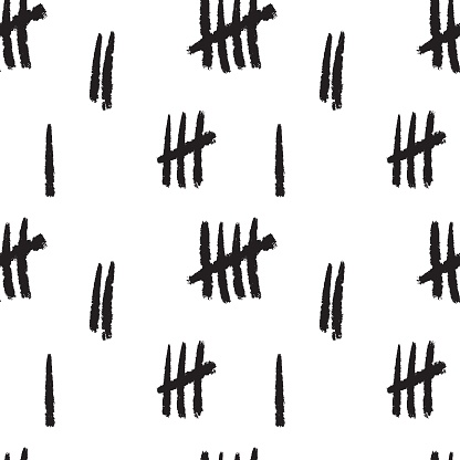 Tally marks with a brush.