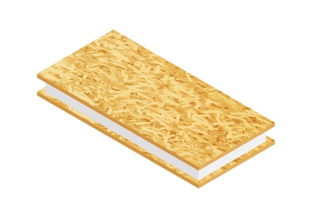 istock Isometric vector illustration SIP panel for construction of houses isolated on white background. Realistic structural insulated panel from OSB and expanded polystyrene icon. Warm house wall panel. 1366777339