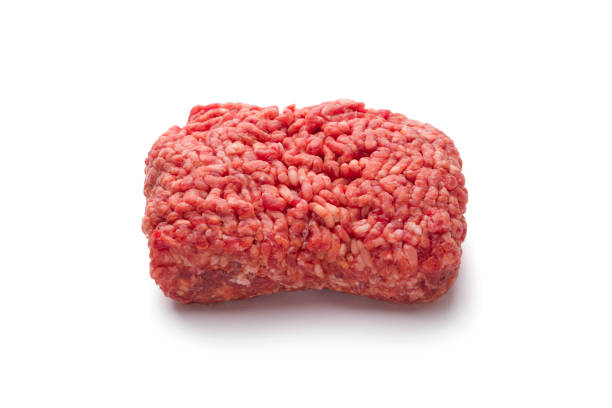 raw minced meat - fat portion studio shot close up imagens e fotografias de stock