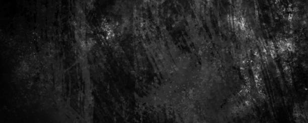 black concrete cement defocused background with dark gray cracks and crumpled wrinkles