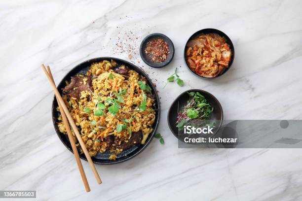 Thai Beef Fried Rice Stock Photo - Download Image Now - Stir-Fried, Rice - Food Staple, Food