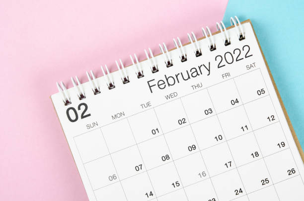 istock February 2022 desk calendar on beautiful background. 1366785522