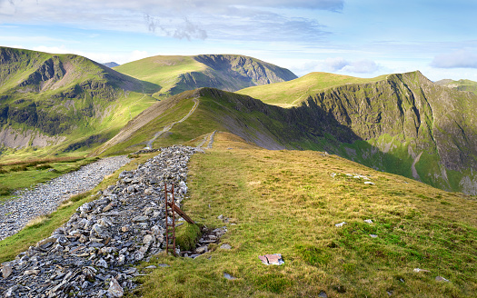 The summits (L-R) of Crag Hill, Grasmoor, Hobcarton, Sand Hill and Hopegill Head in the Lake District, England, UK.
