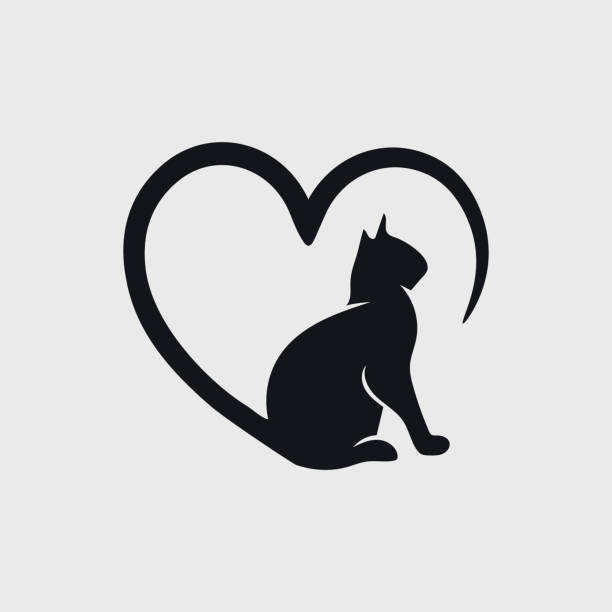 애완 동물 관리 벡터 로고 디자인. - heart shape animal heart love symbol stock illustrations