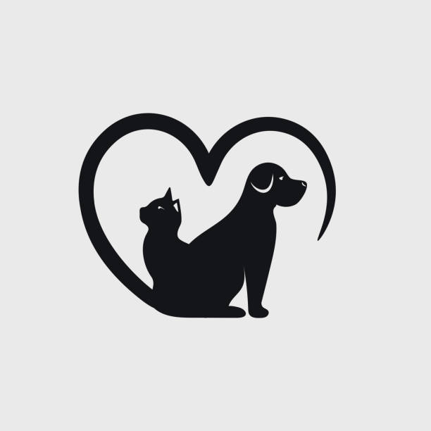 ilustrações de stock, clip art, desenhos animados e ícones de pet icon - illustration - heart shape animal heart love symbol