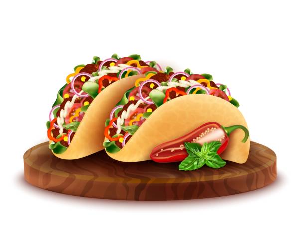 Realistic Detailed 3d Taco Mexican Food. Vector vector art illustration