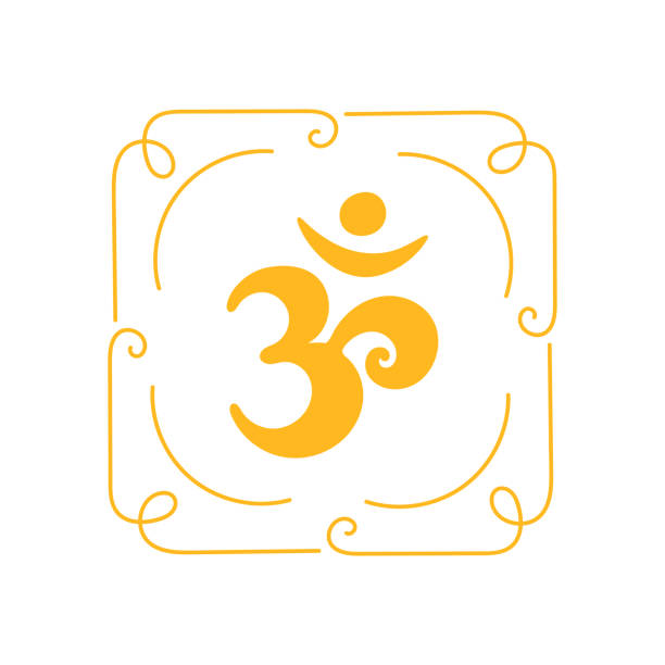 ilustrações de stock, clip art, desenhos animados e ícones de om aum,symbol of hinduism.calligraphy,simple icon,logo of sacred sound,primordial mantra word of power,pictogram.calligraphy.hand-drawn - om mantra
