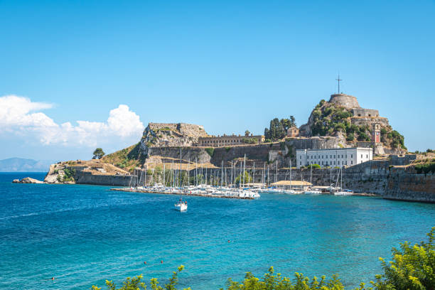 Old Venetian Fortress in Corfu, Greece in Kerkyra, Corfu town in the Island of Corfu Ionian Islands Greece, Europe Old Venetian Fortress in Corfu, Greece in Kerkyra, Corfu town in the Island of Corfu Ionian Islands Greece, Europe corfu stock pictures, royalty-free photos & images