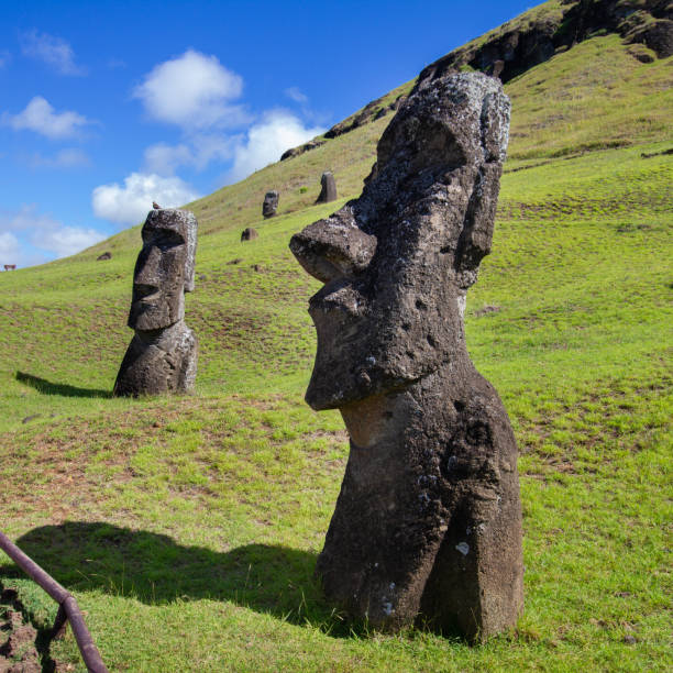 istock Moai stone sculptures at Rano Raraku, Easter island, Chile. 1366792882