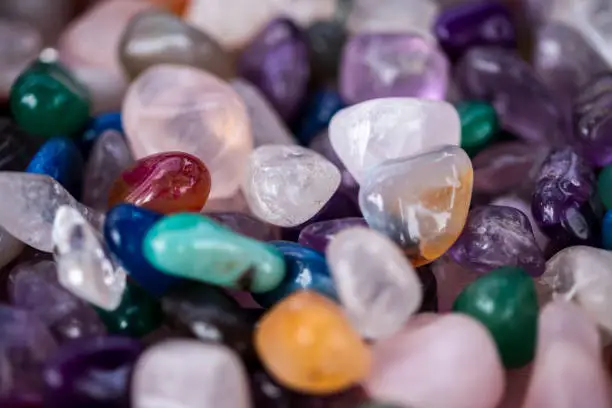 Miniature colored stones made of quartz