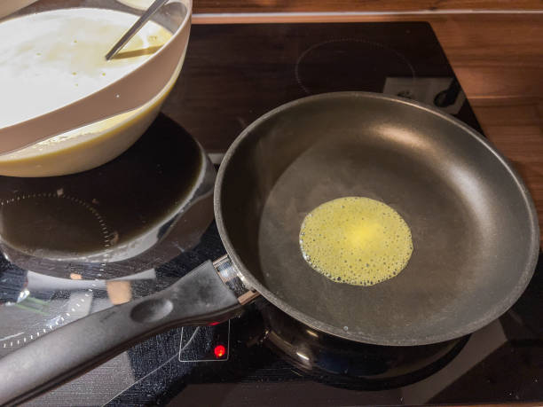 istock Finished pancake pond before frying. 1366794440