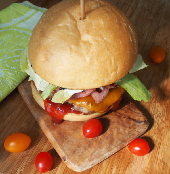 istock Delicious hamburger in the table 1366795705