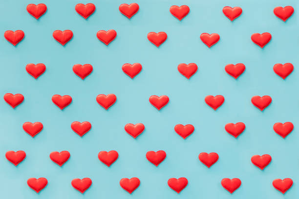 istock Red heart on blue background for Valentine day 1366796750