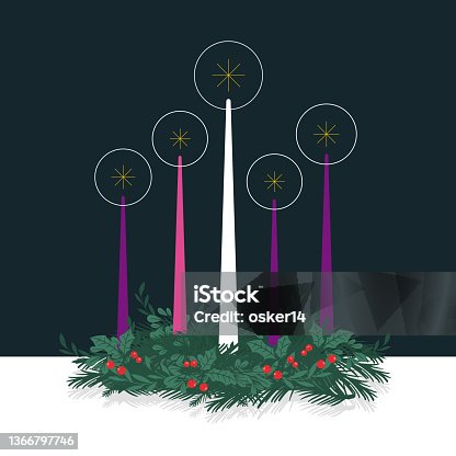 istock Advent Wreath and Candles 1366797746