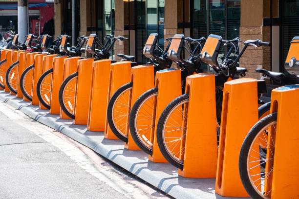Bike station for rent using an app