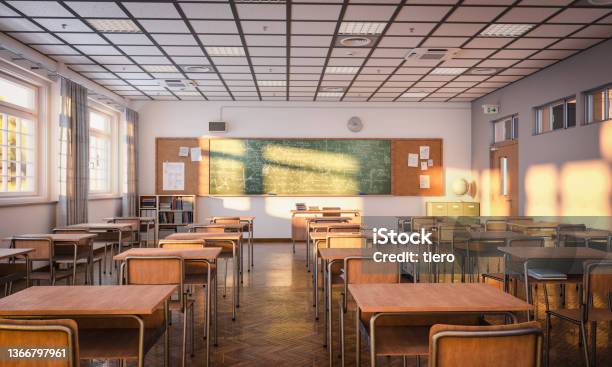 Interior Views Of An Empty Japanesestyle Classroom Stock Photo - Download Image Now