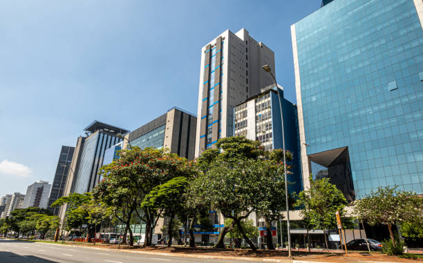 avenue faria lima - quartier financier de sao paulo - avenue photos et images de collection