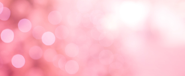 abstract blur beautiful elegance bright pale pastel pink color panoramic background with circle bokeh light and shinning for valentine and mother's day and women's day design as banner concept