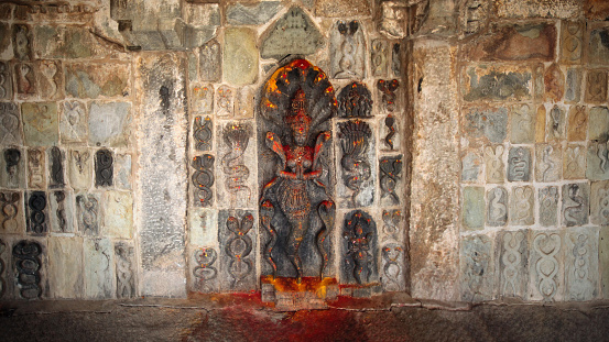 India Tanjavur Altar Goddess Naga with snakes