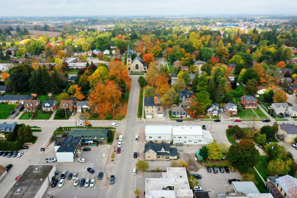 istock Aerial view of Fergus, Ontario, Canada in fall 1366803119