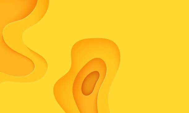 istock Abstract yellow background in cut paper style. Cutout orange wallpaper. Wavy template for save the Earth posters, eco brochures, business presentations. Vector card illustration of papercut background 1366804379