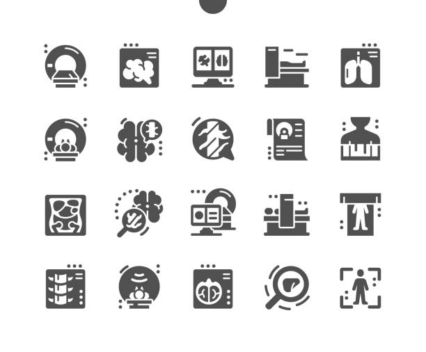 Ct scan. Computed tomograph. Neurology, diagnose, radiology, procedure and radiography. Health care, medical and medicine. Vector Solid Icons. Simple Pictogram Ct scan. Computed tomograph. Neurology, diagnose, radiology, procedure and radiography. Health care, medical and medicine. Vector Solid Icons. Simple Pictogram x ray results stock illustrations