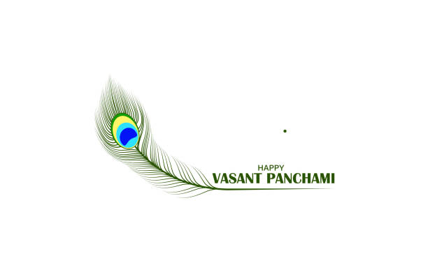 Vasant Panchami or Basant Panchami or Saraswati Puja Vector Illustration of Peacock feather for Vasant Panchami or Basant Panchami or Saraswati Puja goddess lakshmi images stock illustrations