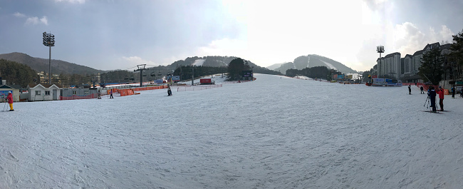 Pyeongchang, South Korea - February 23, 2018: Scenic view of Yongpyong Ski Resort