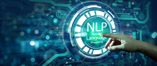 NLP Natural Language Processing cognitive computing technology concept. Businessman hand touching NLP hologram screen and technology background. Natural Language Processing cognitive computing technology concept. Natural Language Processing artificial intelligence stock pictures, royalty-free photos & images