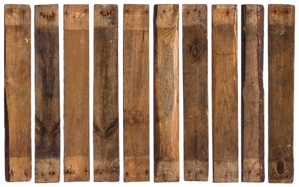 istock Old barn wood planks isolated on white 1366811883