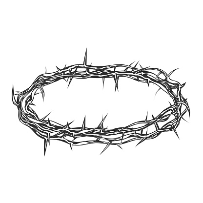 Crown of thorns, biblical wreath of thorns, symbol of crucifixion, vector