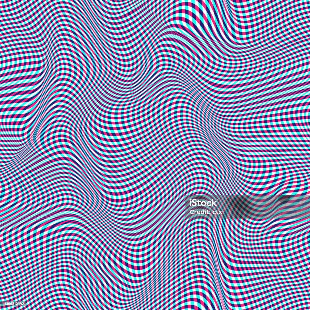 Warped Check Metaverse Pattern Illusion Pattern Vector Seamless Pattern ...